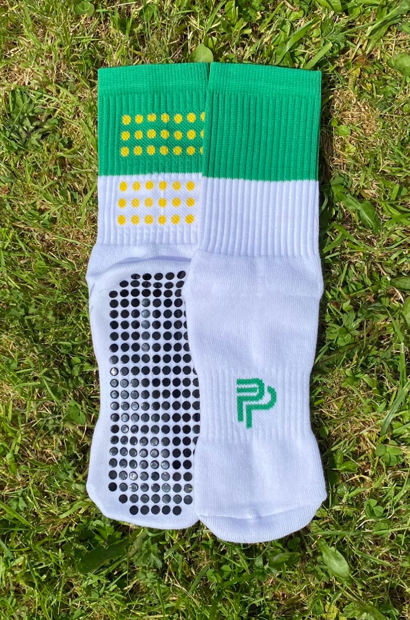 Green and Yellow Grip Socks