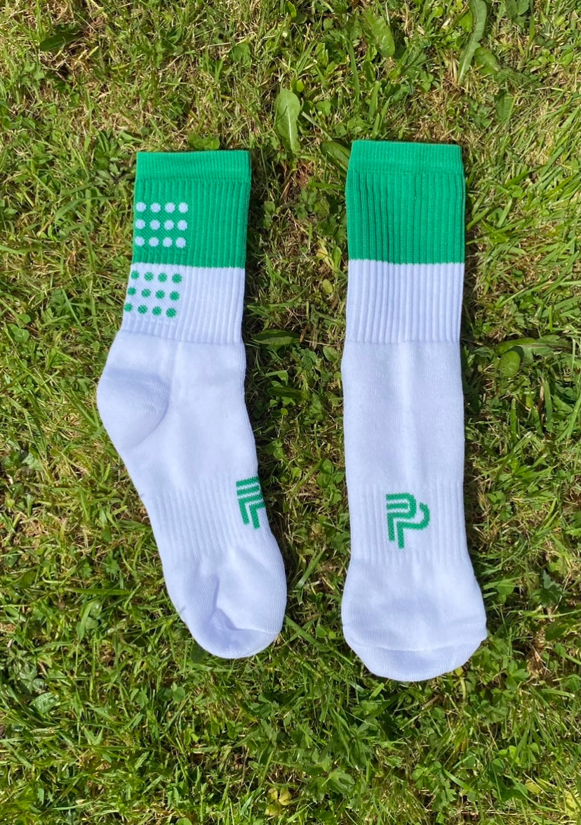 Green and White Socks